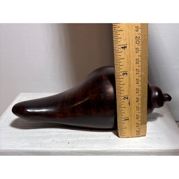 Wooden Conch Shell Hand Carved Polished Unique Decor Piece 7" Heavy Paperweight - Picture 9 of 10